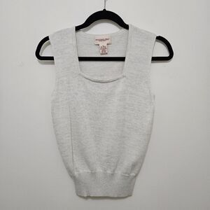 Monterey Bay Women's Sz M Sleeveless Knit Top Vest Banded Ribbed Waist Cream‎